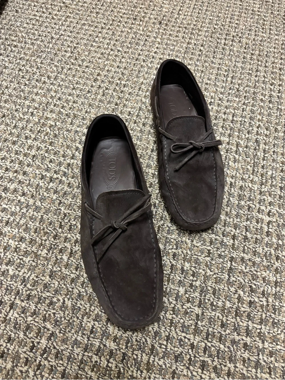 Tod's Dark Brown Suede Gommino Loafers